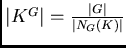 $\vert K^G\vert = \frac{\vert G\vert}{\vert N_G(K)\vert}$